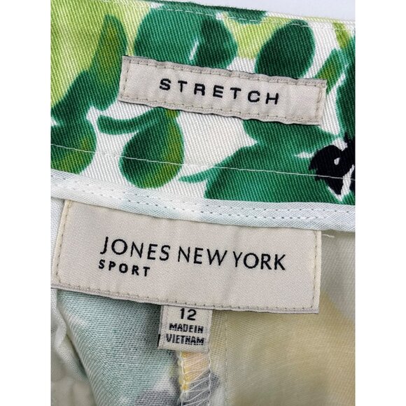 Jones New York Sport Tropical Floral Print Capri Crop Pant Green Yellow Size 12 - Picture 4 of 5